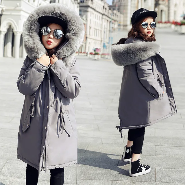 2018 Long Winter Coat Thickening Children Girls Hooded Jackets Fashion ...