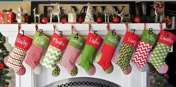 

300pcs/lot new style Christmas stocking 2016 new heavy canvas 5 styles stocking for Christmas decoration