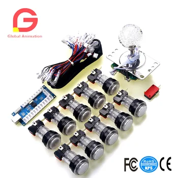 

Arcade Game LED DIY Kits Parts :1x LED Style Joysticks & 10x LED Illuminated Push Buttons Wires & PC Encoder Board USB Cables