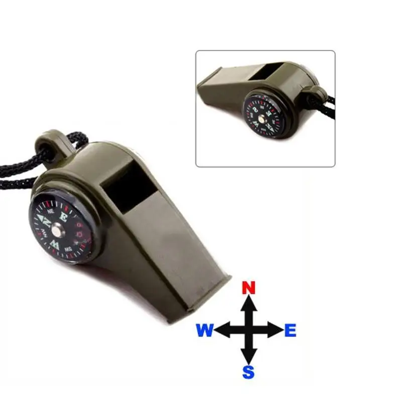 

3 in 1 Survival Whistle with Mini Compass Thermometer for Outdoor Camping Hiking Multifunctional Whistle for Cheerleading New