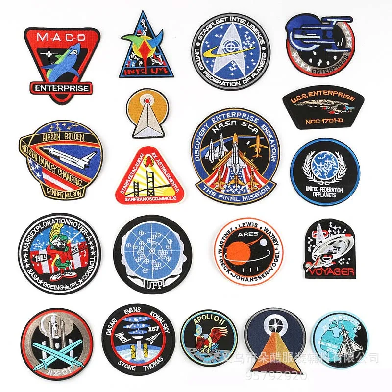 

High Quality Space Apollo Military Force Theme Iron On Embroidered Clothes Patches For Clothing Stickers Garment Wholesale