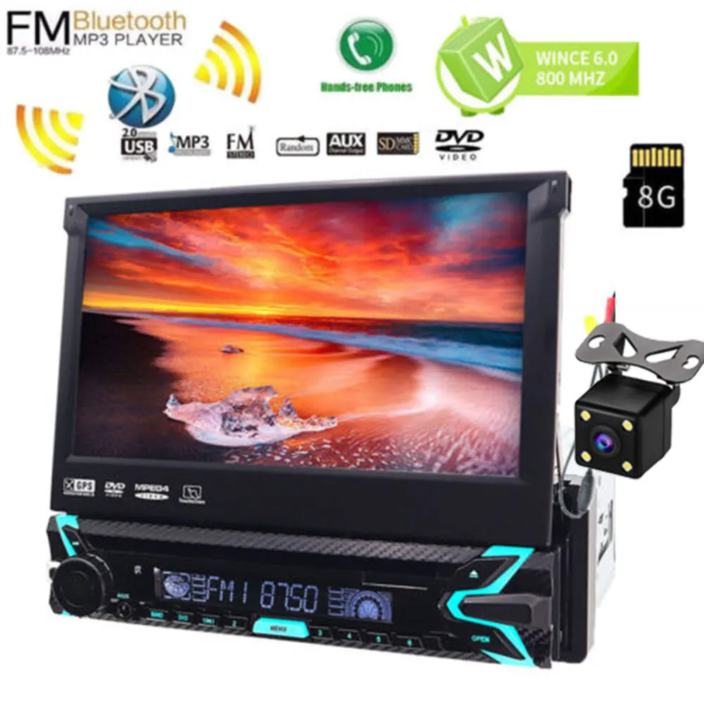 

Radio Autoradio GPS Head Unit With SD Map Card 7 Inch Capacitive Touchscreen Auto DVD Player Support HD Video 7 inch Retractable