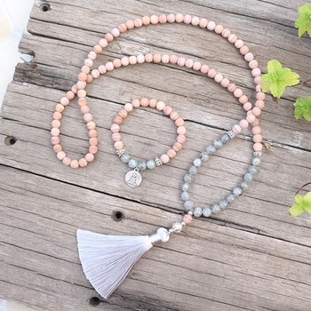 

8mm Natural Stone Beads,Matte Line Stone,Labradorite,JapaMala Sets,Spiritual Jewelry,Meditation,Inspirational,108 Mala Beads