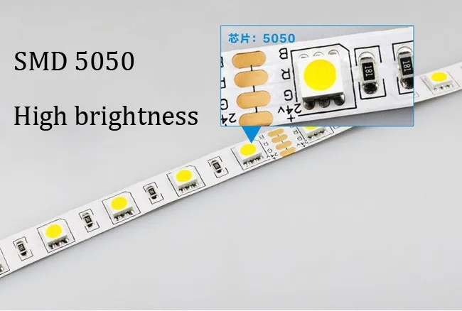 Высокая яркость натуральный белый 4000 K Светодиодные полосы DC12V SMD 5050 5 м 60led/M гибкая светодиодная лента декорация внутри снаружи свет