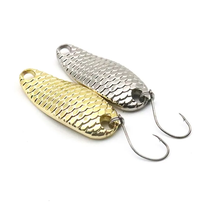 Gold Metal Sequins Fishing Lure Spoon Lure Noise Paillette Hard Baits Treble Hook Pesca Fishing Tackle