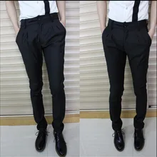 Новые мужские костюмные брюки длиной до лодыжки правое Zhi-длинные черные тонкие повседневные штаны-шаровары костюмы певицы осень 28-44