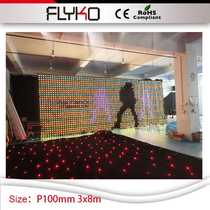 

P100mm 3m x 8m RGB3in1 DJ parttern led video curtain for disco DJ backdrop stage show