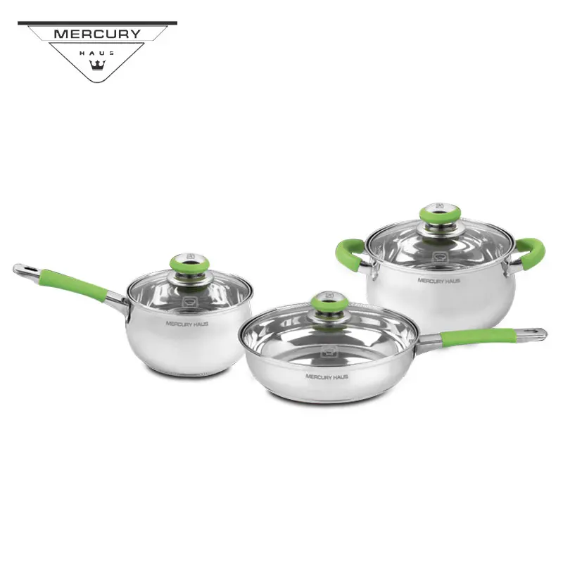 6PCS Stainless Steel Cookware Set Casserole Saucepan Frypan Pot Sets With Induction Bottom | Дом и сад