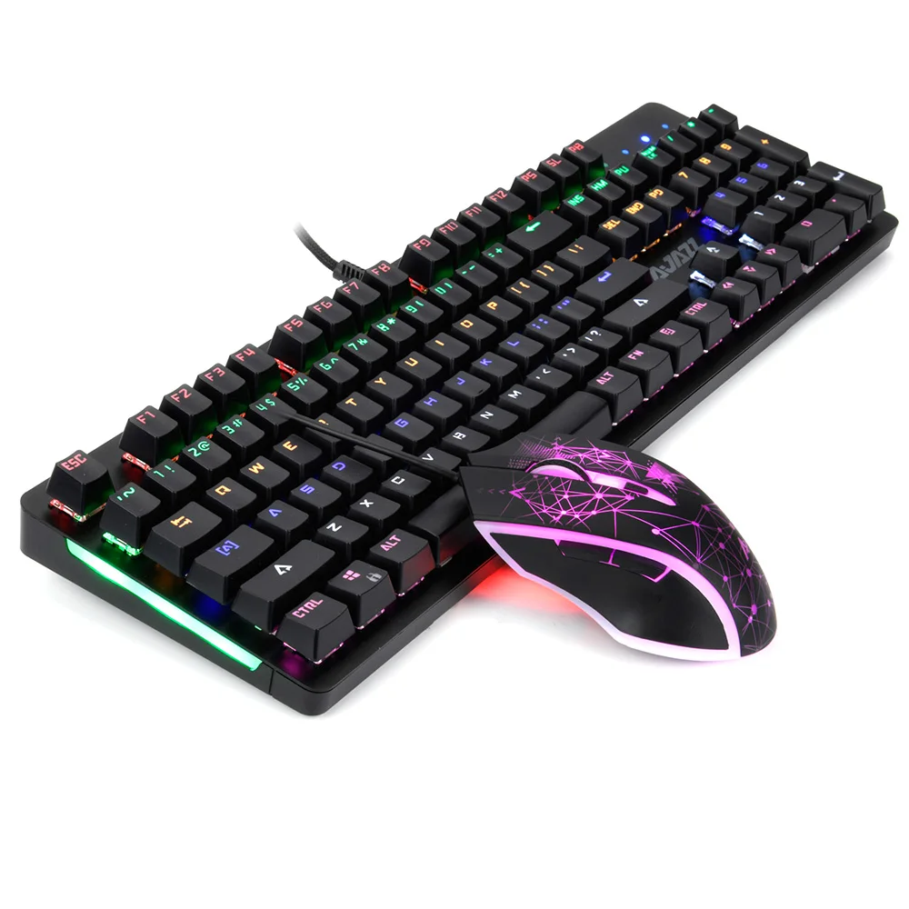

AJAZZ 2400DPI 104Keys Mechanical Keyboard and Gaming Mouse Combo N-Key Rollover Red /Blue Switch Wired Mouse Backlit Keyboard