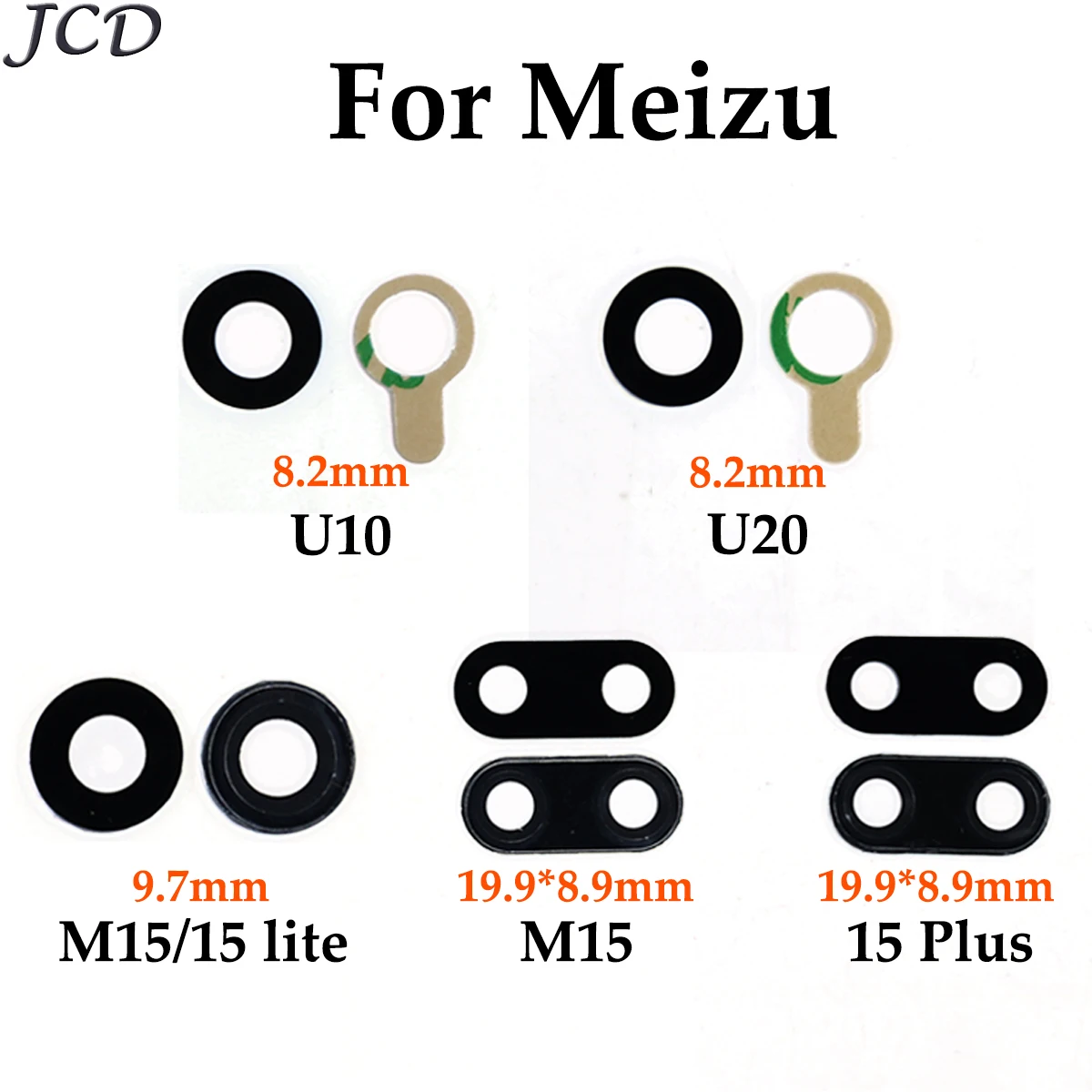 JCD для Meizu U10/U20/M15/15 lite/15 Plus/15 Plus стеклянная крышка объектива камеры с клейкой наклейкой