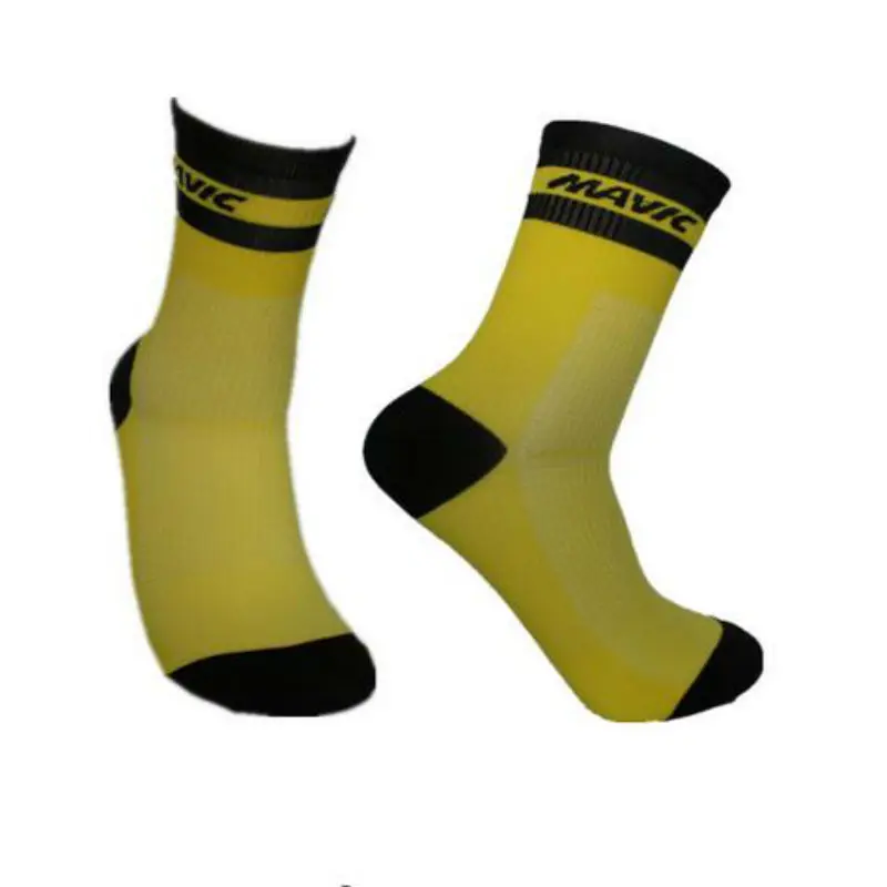 Новинка, профессиональные велосипедные удобные и дышащие носки, мужские спортивные велосипедные носки для бега - Цвет: Цвет: желтый