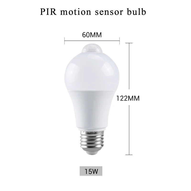 85-265 в радар движения лампочка с сенсорным управлением инфракрасный индукционный ночник E27 Светодиодный светильник чувствительный детектор крыльца настенный светильник - Испускаемый цвет: Motion Sensor 15W