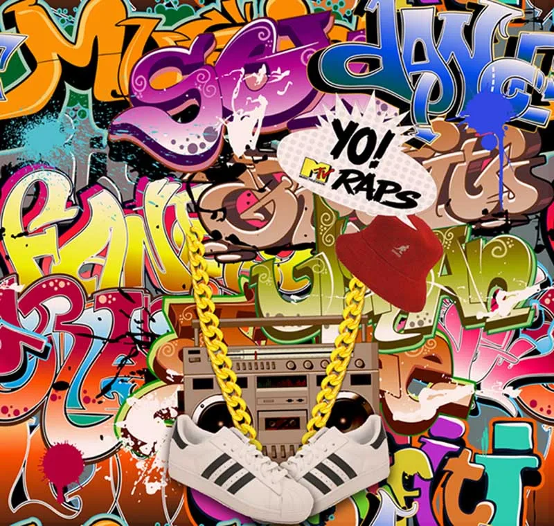 Edcott 5x3ft Graffiti Toile Fond Retro Annees 80 Style Hip Hop Toiles Fond Multicolore Main Drwaing Papier Peint Artistique Annees 90 Photographie Fond Pour Garcons Bebe Joyeux Anniversaire Studio High Tech Decors Dwteam In
