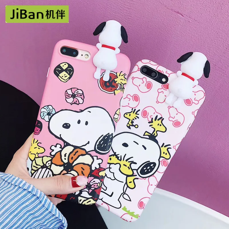 JiBan Cartoon Cute Three-dimensional Dog Mobile Phone Case For iPhone 6 6S 7 8 Plus X Cases Silicone Soft Set Of Anti-fall | Мобильные
