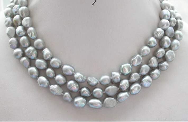 

Free shipping@@@@@ Abeautiful 50" 13mm gray baroque freshwater cultured pearl necklace a