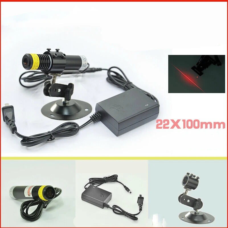 

130mW 648nm line shape beam red laser diode module with bracket and adapter plug and use size diameter 22mm x length 100mm