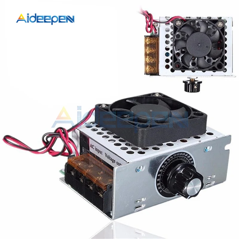 

AC 0-220V 4000W Motor Speed Controller SCR Electric Regulator Voltage Regulator Dimmer Temperature Switch With Case Fan