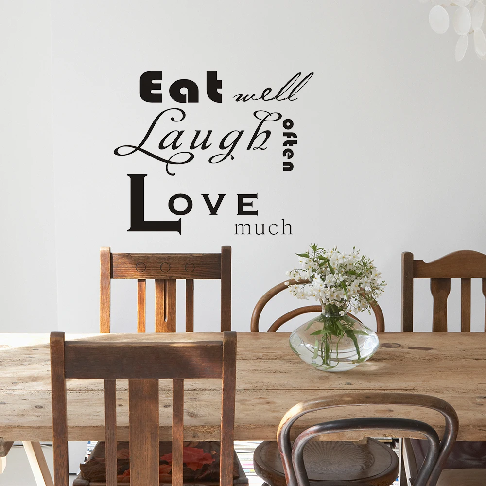 EAT WELL LAUGH OFTEN LOVE MUCH CUSTOM VINYL WALL DECAL QUOTE  Sticker Kitchen 