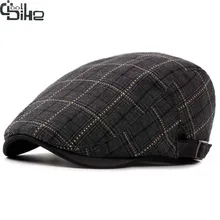 Модные Классические Для Мужчин's береты Шапки плед сезон: весна–лето Casquette джентльмен Кепки s с прямым козырьком мужчины без каблука Кепки регулируемые
