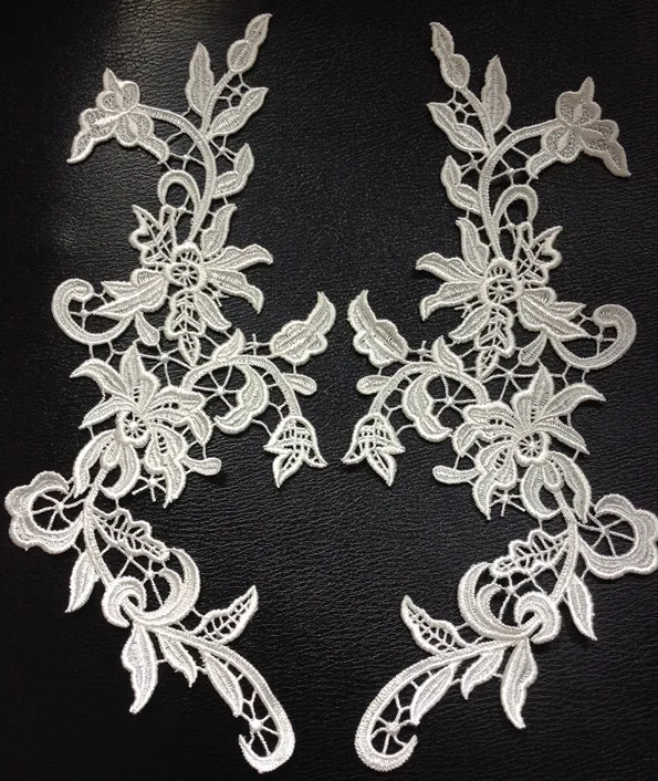 

30cm*12cm ivory white top quality heavy embroidery mirrored appliques,wedding dress flower patches,XERY0717A