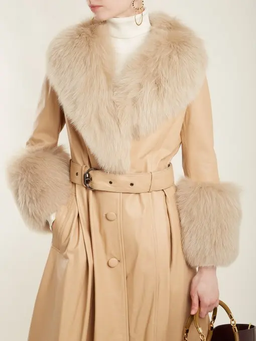 

Arlenesain custom Foxy fur-trimmed leather coat