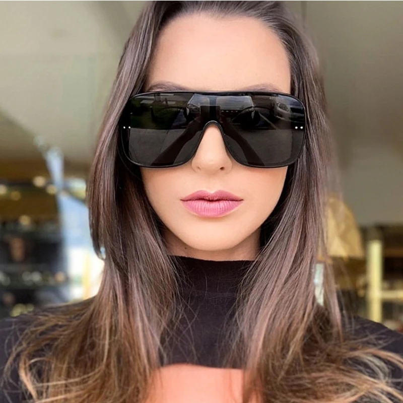 

Royal Girl 2019 New Fashion Oversize Nail Square Sunglasses Women Vintage Flat Top Gradient Sun Glasses Men UV400 Gafas ss306