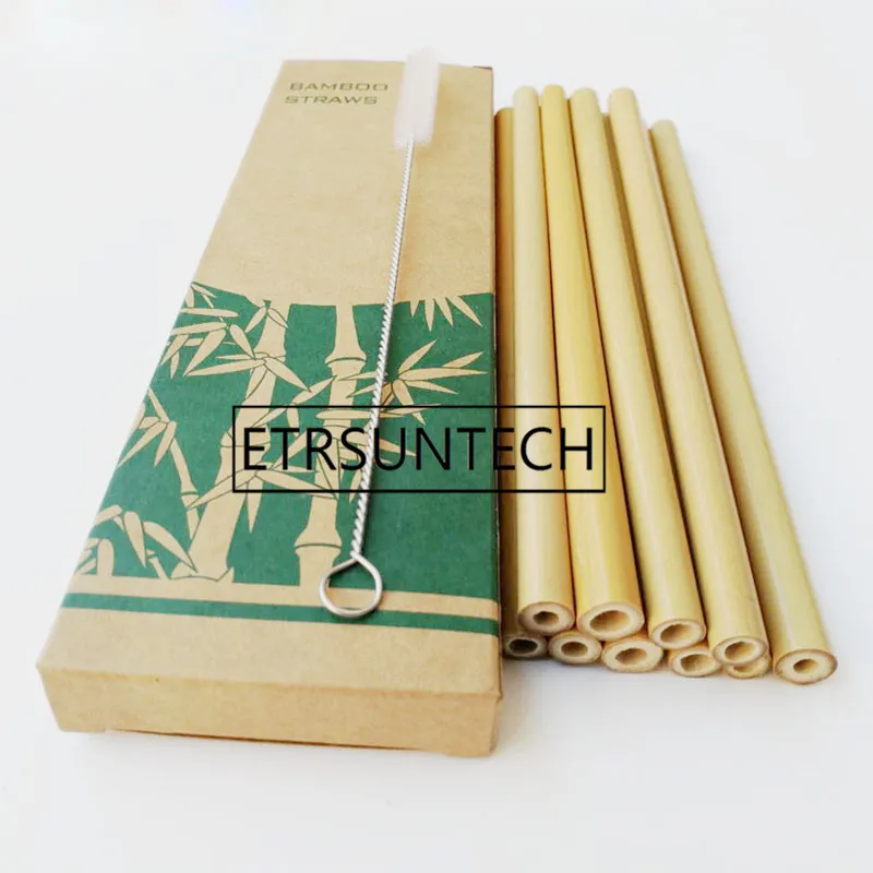 30 комплектов бамбуковых соломок многоразовые Экологически чистые натуральные бамбуковые соломки ручной работы и Чистящая Щетка