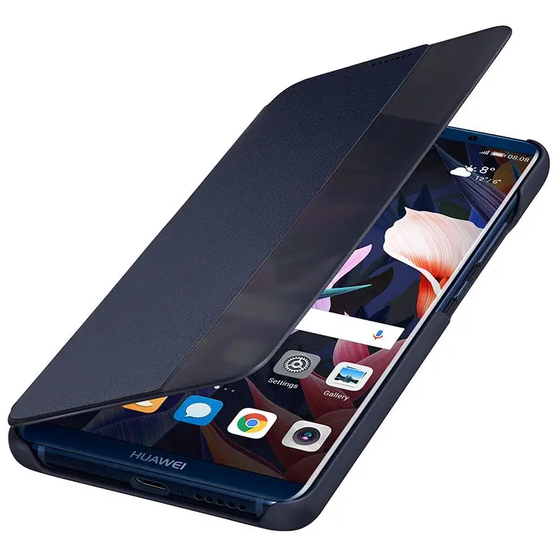 HUAWEI MATE 10 100% inteligente Original funda HUAWEI MATE 10 Pro espejo ventana Flip Funda de cuero funda
