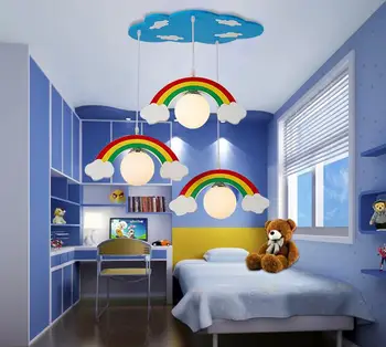 

New Cute Color Rainbow Cloud Pendant Light Wood Lamp Lighting Kid Child Bedroom Fairyland Kindergarden