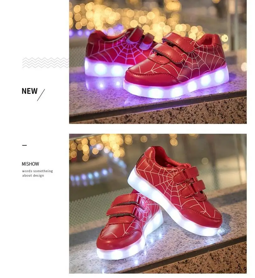 spiderman carregamento usb luminoso iluminado tênis menino