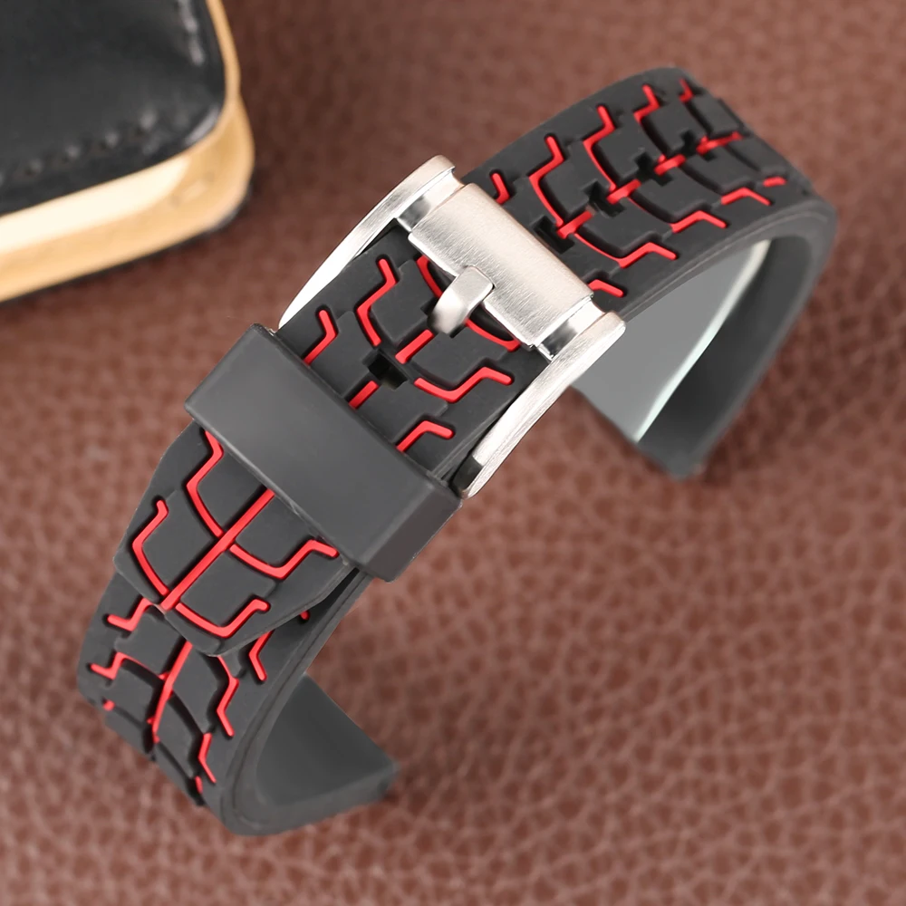 

Military Men Watch Band 20mm/22mm/24mm Silicone Watches Bands Casual Men's Replacement Pin Buckle Rubber Strap 2018 New Arrival