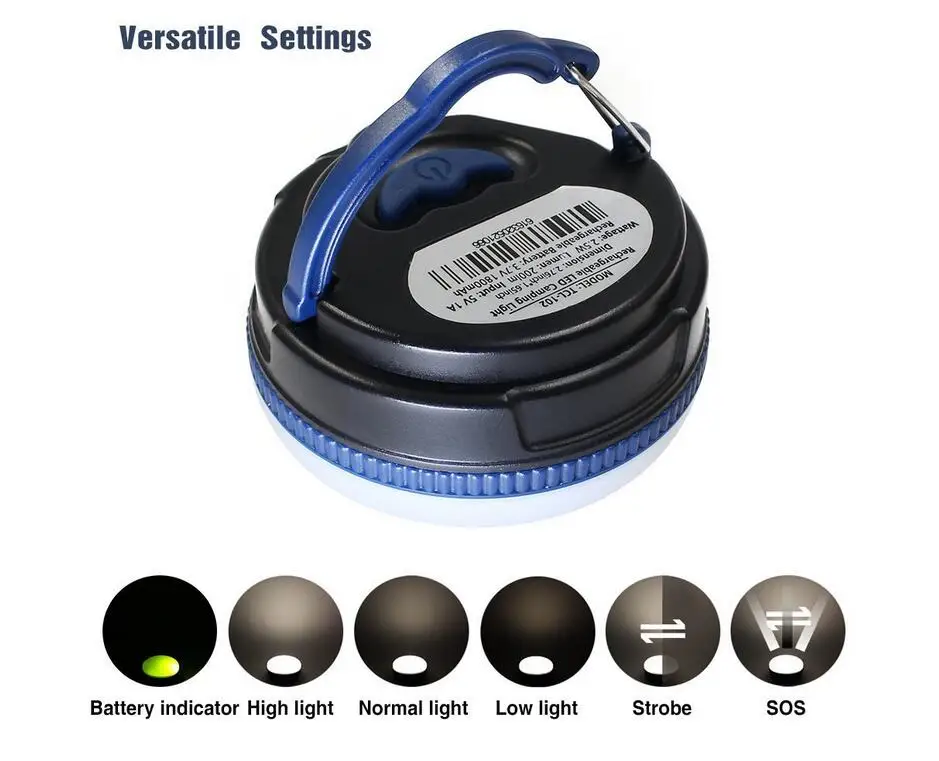 Rechargeable Camping Lantern 5 LED Tent Night Light Portable Ultra Bright Camp Waterproof Gadgets Lamp Flashlights Power Bank