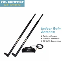 High Gain 2 10dBi Wireless Antennas Cable Long Coverage 20dBi 2 4GHz RP SMA Indoor OMNI
