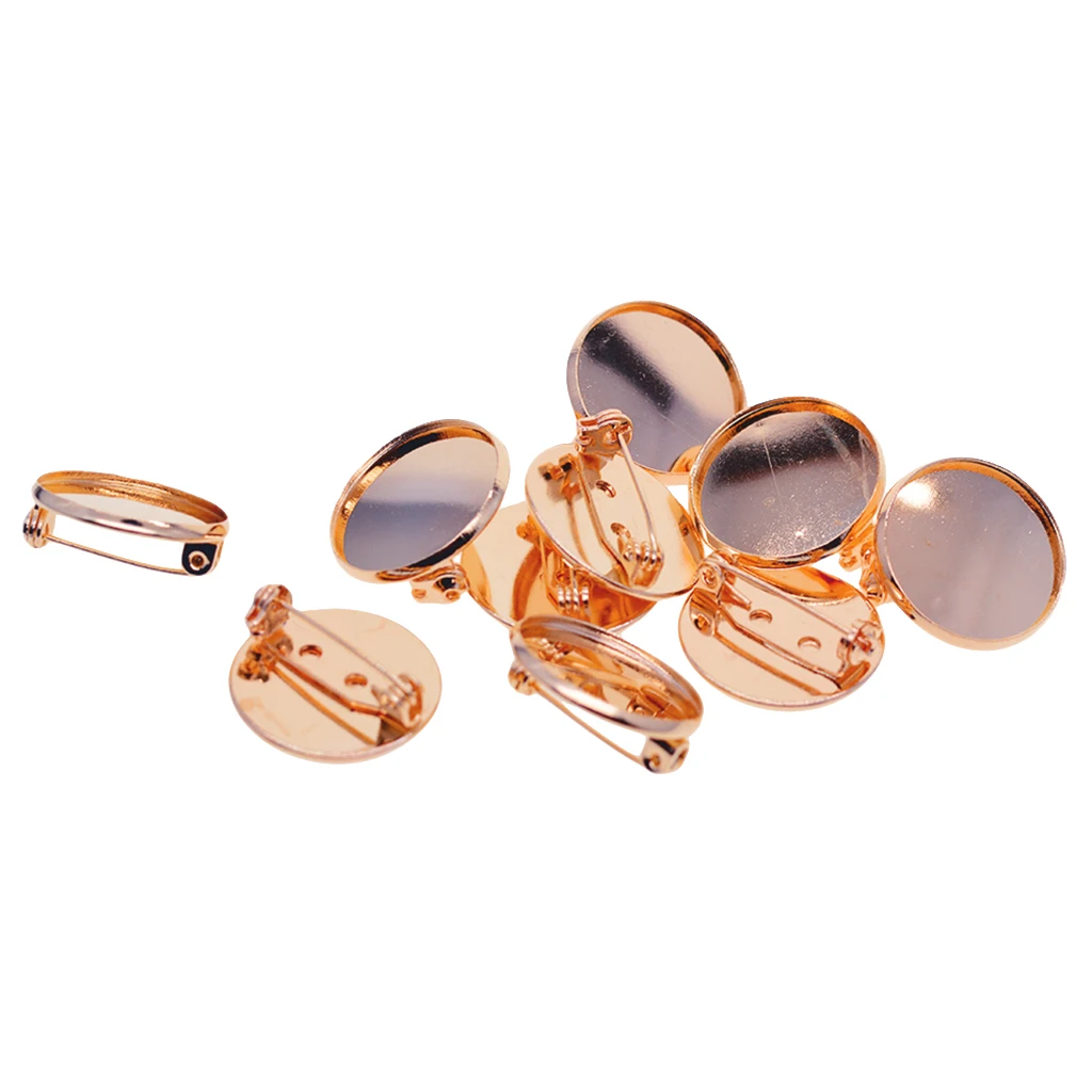 10 Pieces Copper Blank Brooch Trays Cabochon Settings Fit for 20mm Resin Cameo Cabochons Rose Gold