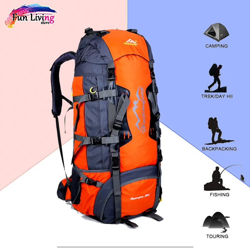  80L Large Capacity Outdoor Climbing Bag Sports Bag Camping Mountaineering Trekking Daypack Waterpro