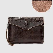 CARANFIER Mens Briefcases Genuine Cowhide Leather Crocodile Pattern Simple Shoulder Crossbody Bags Business Male Messenger Bags