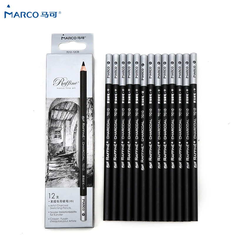 

Marco 12Pcs/set Black Sketch Painting Pencils Soft/Medium/Hard Lead Hardness Drawing Pencil Non-toxic For Student Art Supplies