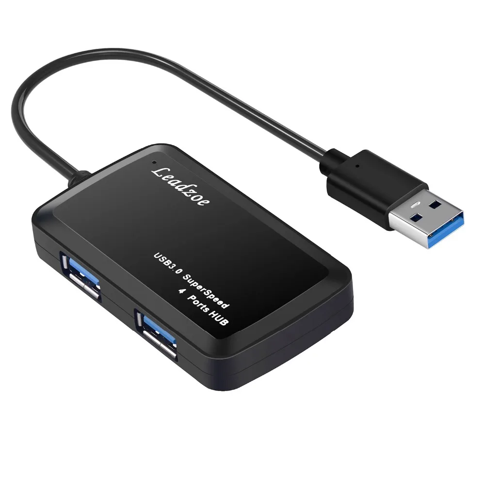 Leadzoe usb-хаб, 4 порта, Супер Скоростной USB 3,0 концентратор, портативный usb-разветвитель Для iMac Macbook, аксессуары для компьютера, ноутбука, концентратор USB 3,0