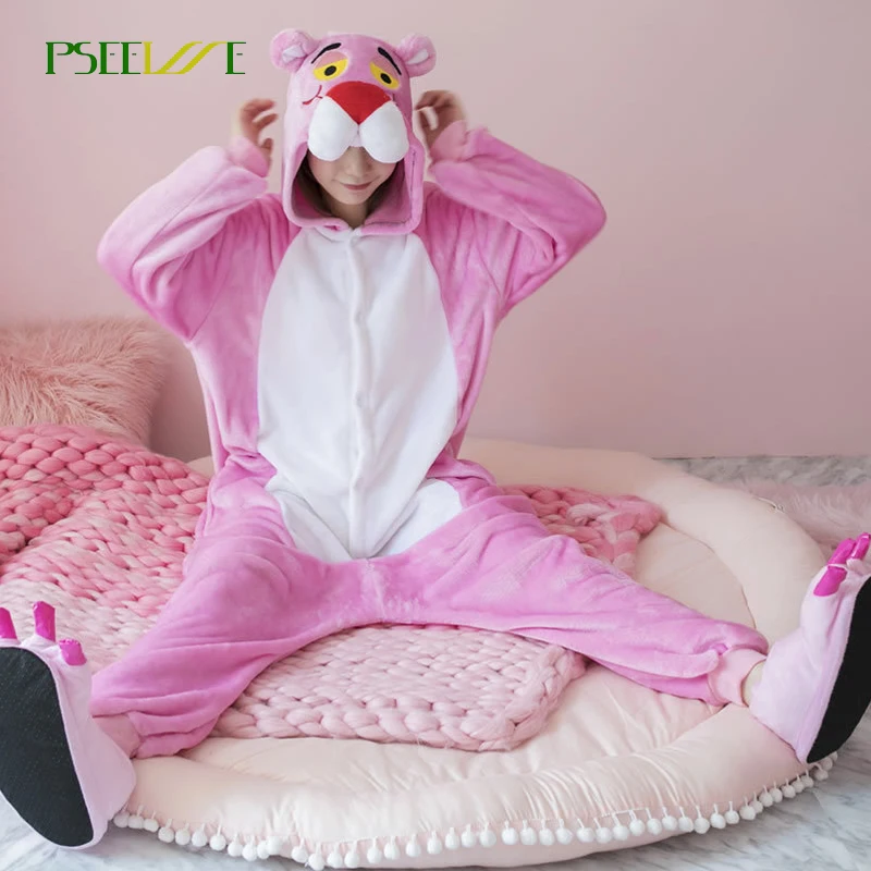 

Winter Flannel leopard Pajama Sets Cartoon Sleepwear Women Pajama Flannel Animal Pajama Cute onesies for adults pijamas women