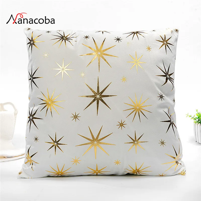 

Nanacoba Star Bronzing Cushion Cover Gold Polyester Cotton Soft Cute Throw Pillow Cover Decorative Sofa Pillow Case Pillowcase