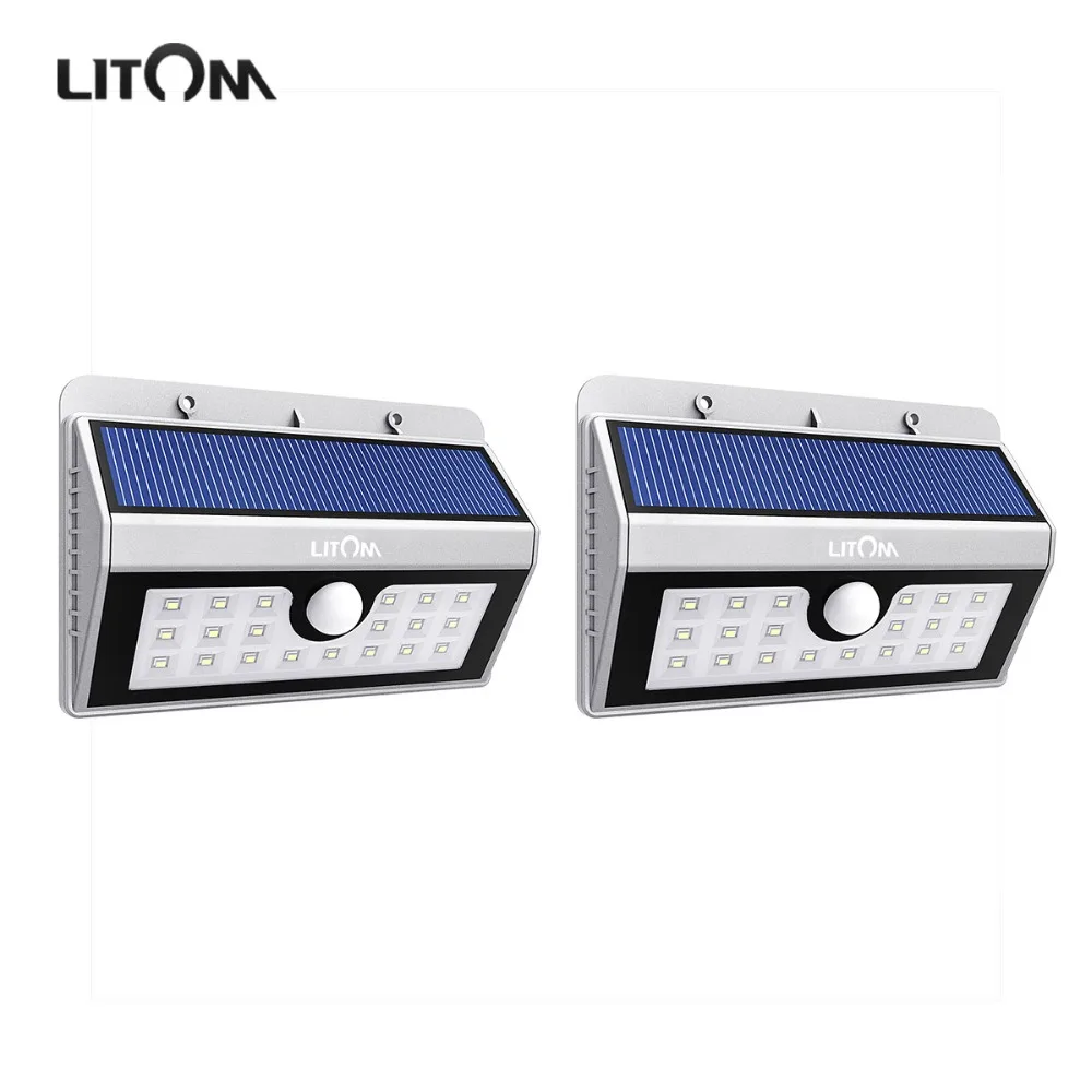 

2 Pack Litom 20 LED Motion Sensor Solar Lights Lamp Outdoor Garden Three Intelligent Modes Weatherproof Lampe Solaire Exterieur