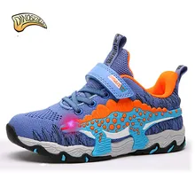 Spring Boys Glowing Sneakers Dinosaur Led Light Shoes Kids Mesh Breathable Sport Shining Baby Trainers Children's Shoes