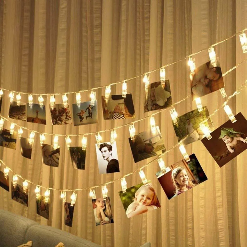 

1.5M 3M 6M Photo Clip Holder LED String lights Battery Powered Christmas New Year Party Wedding Ramadan Decoration Fairy lights