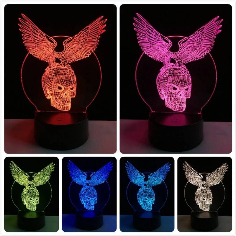 VCity Хэллоуин Декор орел череп инопланетянин 3D Ночник светильник светодиодный настольная лампа светодиодный USB RGB настроение многоцветный светильник детские игрушки подарки - Испускаемый цвет: 5