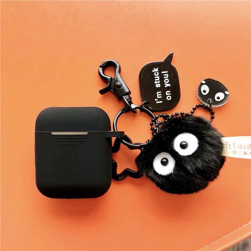 Black Silicone Case for Apple Airpods Case Accessories Protective Cover Bluetooth Earphone Case Key Ring Gifts