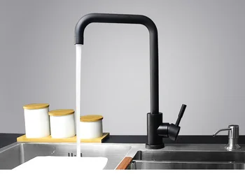 

Free Shipping Modern Black finish Brass sloid Faucet Kitchen Sinks Faucet Rotate Hot And Cold Kitchen Faucet