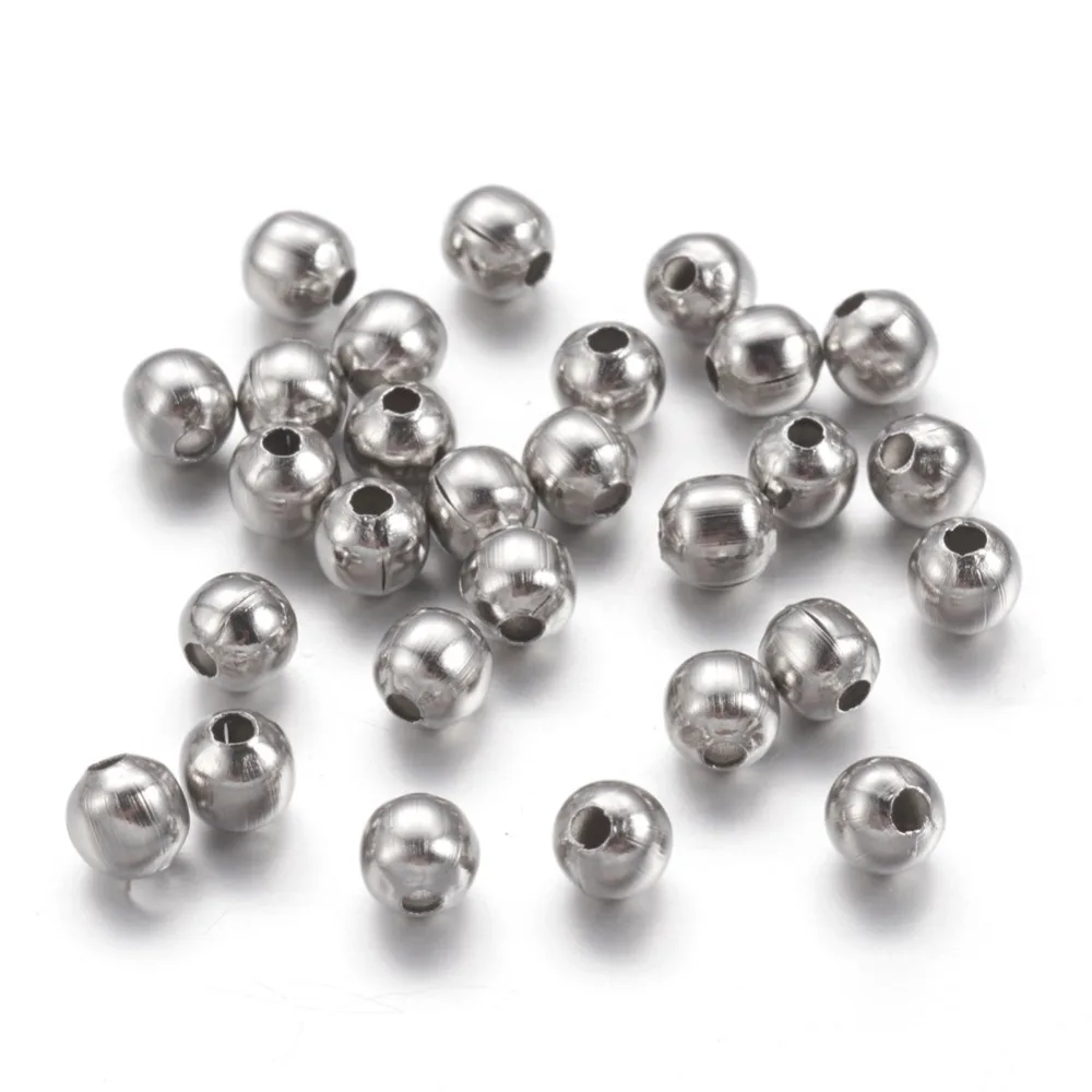 1000pcs 4mm 304 Stainless Steel Round Bead Spacers for Jewelry Making