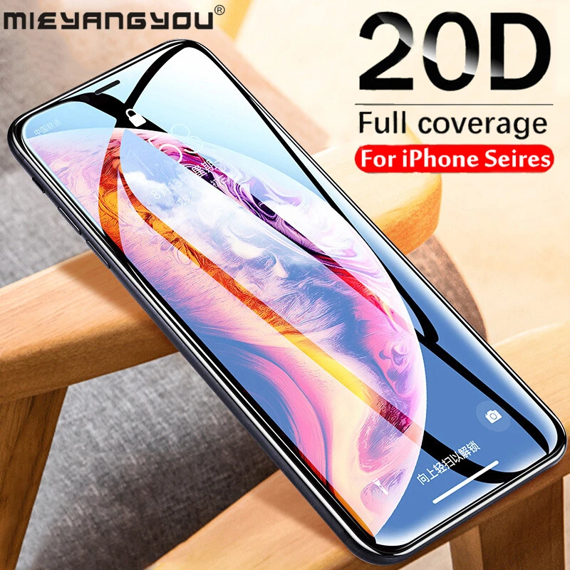 Закаленное стекло 20D для iphone 7 8 6 6s Plus X XS MAX XR 11 Pro Max защита экрана закаленное полное