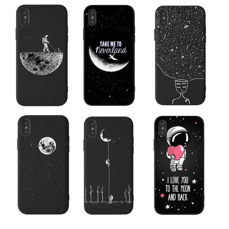 Чехол для iPhone 8 Xs 6 6s 7plus XS Max Xr Capa Astronaut чехол 7 plus с черным небом |