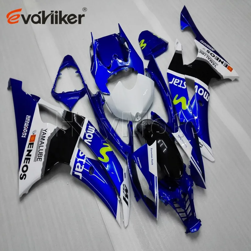 Изготовленный на заказ из АБС-пластика для мотоцикла хомут для YZF-R6 2008- 2009 2010 2011 2012 2013 двигатель Обтекатель+ болты синего и белого цвета H2